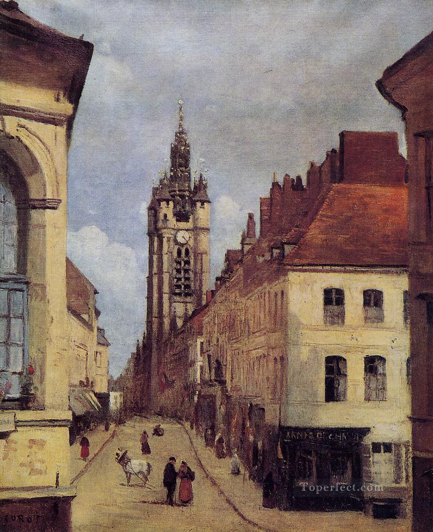 The Belfry of Douai plein air Romanticism Jean Baptiste Camille Corot Oil Paintings